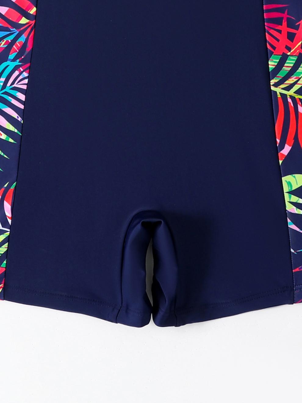 Womens Athletic One-Piece Swimsuit With Geometric Print Panels